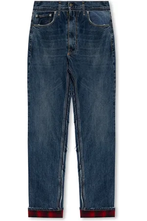 Maison Margiela Jeansy, Mężczyzna, Niebieski, W30, Bawełna, Jeansyy z wstawkami Pendleton