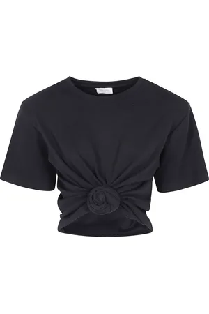 MAGDA BUTRYM Koszulki, Kobieta, Czarny, L, Bawełna, Krótki Top w Modnym Stylu