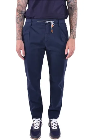 ELEVENTY Spodnie, Mężczyzna, Niebieski, W38, Bawełna, Spodnie dresowe Slim-Fit