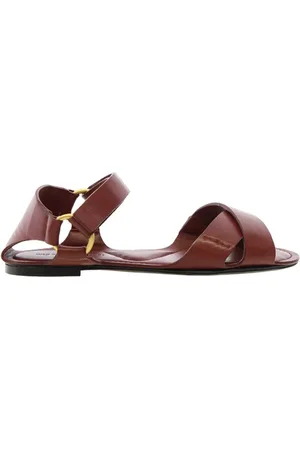 Inès de la Fressange Buty, Kobieta, brązowy, 36 1/2 EU, Skóra, Płaski otwarty sandał