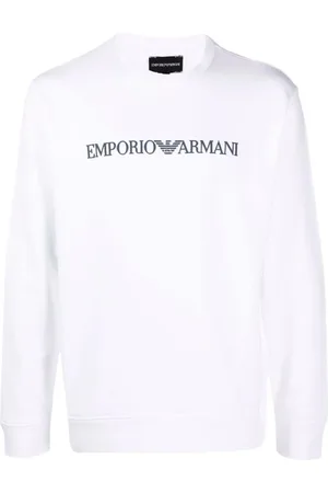 Emporio Armani Bluzy, Mężczyzna, Biały, S, Bawełna, Bluza Central Logo