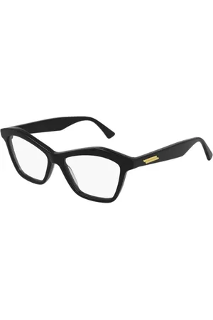Bottega Veneta Akcesoria, unisex, Czarny, ONE SIZE, Okulary w oprawkach typu kocie oko z octanu z paskowanymi zausznikami