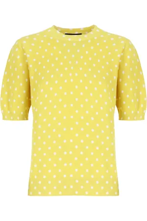 Fabiana Filippi Swetry, Kobieta, Żółty, 2XL, Bawełna, Żółty bawełniany sweter w kropki