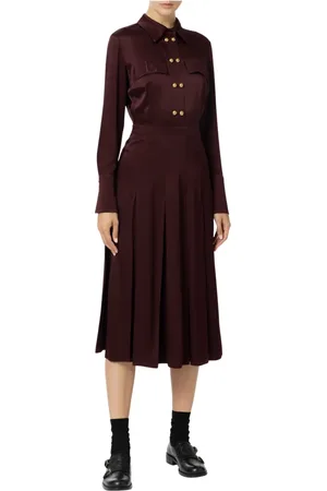 Elisabetta Franchi Sukienki, Kobieta, Czerwony, S, Sukienka koszulowa midi z plisami