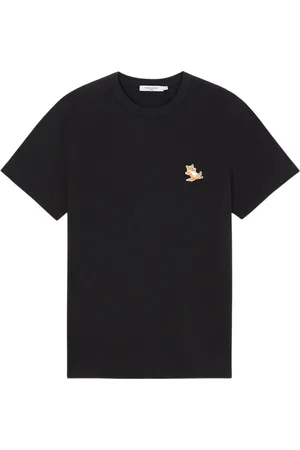 Maison Kitsuné Koszulki, Mężczyzna, Czarny, L, Bawełna, Klasyczny T-shirt Chillax Fox Patch