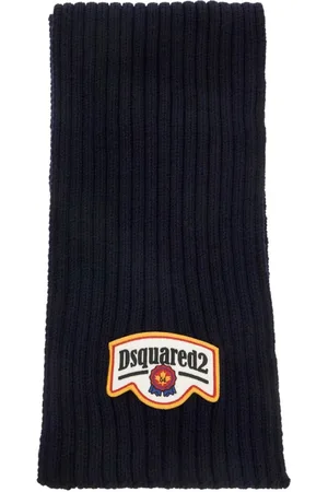 Dsquared2 Akcesoria, Mężczyzna, Niebieski, ONE SIZE, Wełna, Wełniany, prążkowany szalik