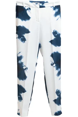 ERMANNO SCERVINO Spodnie, Kobieta, Biały, S, Bawełna, Spodnie Spodnie z Nadrukiem Tie-Dye