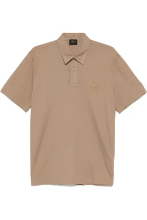 BRIONI Koszulki, Mężczyzna, brązowy, M, Polo z haftowanym logo krótki rękaw