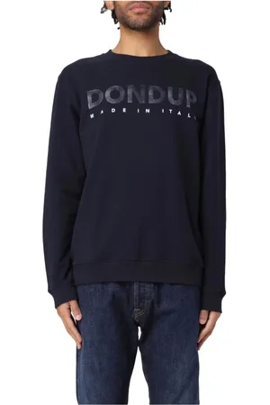 Dondup Bluzy, Mężczyzna, Niebieski, L, Bawełniany Sweter z Logo na Karku