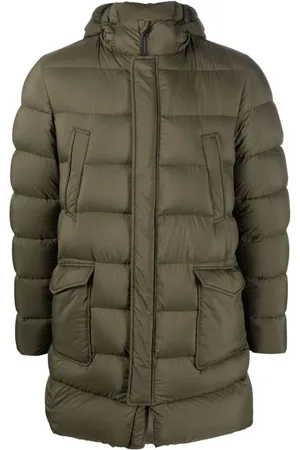 HERNO Kurtki, Mężczyzna, Zielony, 2XL, Nylon, Zielona Pufferowa Kurtka z Puchowym Wypełnieniem