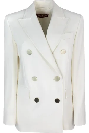 Max Mara Kurtki, Kobieta, Biały, L, Wełna, Biała Wełniana Marynarka