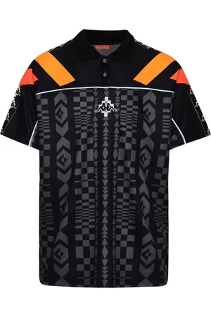 MARCELO BURLON Koszulki, Mężczyzna, Czarny, S, Poliester, Koszulka Polo w Geometryczny Wzór