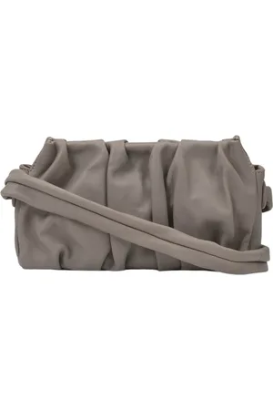 Elleme Torebki, Kobieta, Szary, ONE SIZE, Len, Luksusowa Skórzana Torba na Ramię Vague w Kolorze Taupe