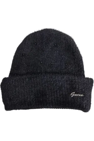Guess Akcesoria, Kobieta, Czarny, ONE SIZE, Czarny Bawełniany Zimowy Kapelusz Damska Kolekcja