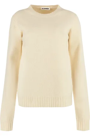 Jil Sander Swetry, Kobieta, Beżowy, M, Sweter z wełny z żebrowanym ściągaczem