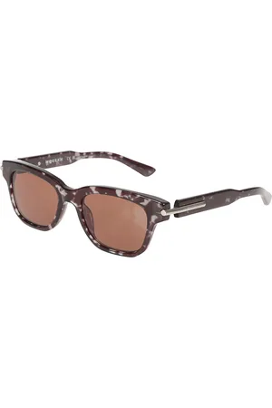 Alexander McQueen Akcesoria, Kobieta, brązowy, ONE SIZE, Prostokątne okulary przeciwsłoneczne z metalowym T-barem