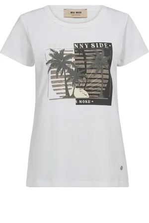 Mos Mosh Koszulki, Kobieta, Biały, M, Graficzny T-shirt Top Krótki Rękaw Okrągły Dekolt