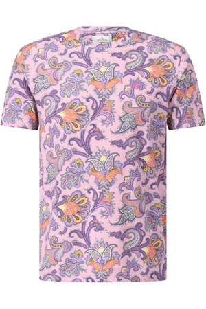 Etro Koszulki, Mężczyzna, Różowy, L, Bawełna, Bawełniana koszulka z wzorem paisley
