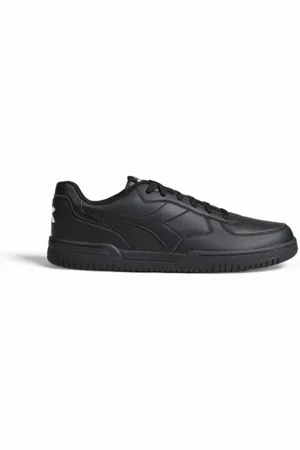 Diadora Buty, Mężczyzna, Czarny, 44 EU, Skóra, Czarne Sportowe Sneakersy z Gumową Podeszwą