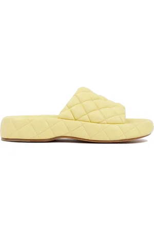 Bottega Veneta Buty, Kobieta, Żółty, 40 EU, Skóra, Skórzane sandały z pikowaniem