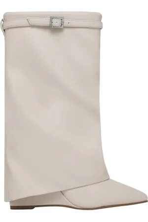 Steve Madden Buty, Kobieta, Biały, 37 1/2 EU, Skóra, Białe Botki Shock
