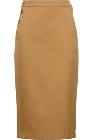 Max Mara Spódnice, Kobieta, brązowy, M, Bawełna, Ołówkowa spódnica Cresta z szelkami
