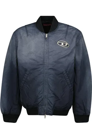 Diesel Kurtki, Mężczyzna, Niebieski, M, Nylon, Oversized Nylonowa Kurtka Bomberka