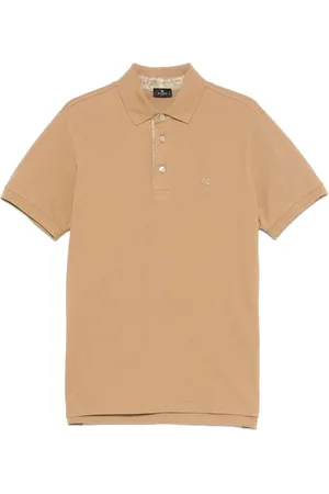 Etro Koszulki, Mężczyzna, Beżowy, L, Bawełna, Koszulka Polo w Kolorze Camel Brown