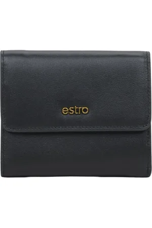 Estro Akcesoria, Kobieta, Czarny, ONE SIZE, Skóra, Mały Portfel Tri-Fold
