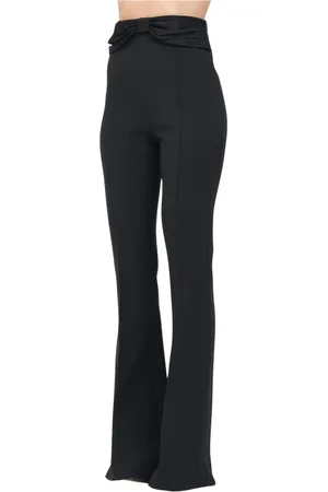 Elisabetta Franchi Spodnie, Kobieta, Czarny, XL, Eleganckie spodnie palazzo z wysokim stanem