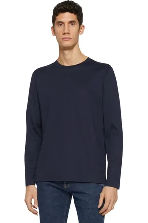 Dondup Koszulki, Mężczyzna, Niebieski, 2XL, Bawełna, Bawełniana koszulka z długim rękawem Jersey