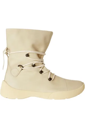 Loro Piana Buty, Kobieta, Beżowy, 38 EU, Skóra, Sznurowane buty trekkingowe z otulaczami na kostki