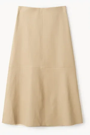 By Malene Birger Spódnice, Kobieta, Beżowy, S, Skóra, Skórzana spódnica midi