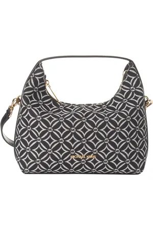 Michael Kors Torebki, Kobieta, Czarny, ONE SIZE, Bawełna, Geometryczna torba Hobo z zamknięciem na zamek błyskawiczny