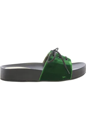Inès de la Fressange Buty, Kobieta, Zielony, 36 EU, Skóra, Zielony mule na sznurowanie