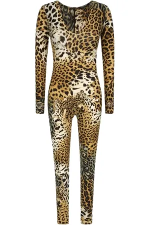 Roberto Cavalli Kombinezony, Kobieta, brązowy, M, Kombinezon z nadrukiem skóry jaguara