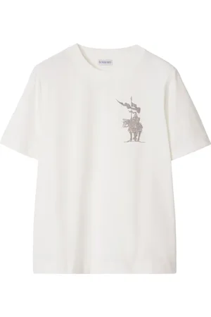Burberry Koszulki, Kobieta, Biały, S, Bawełna, T-shirt z motywem Jeźdźca Konnego