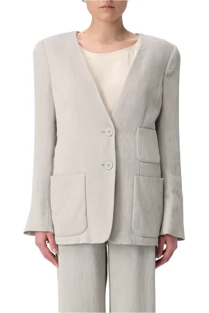 Emporio Armani Kurtki, Kobieta, Szary, XS, Wełna, Marynarka Blazer dla Stylowych Kreacji