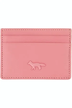 Maison Kitsuné Akcesoria, Kobieta, Różowy, ONE SIZE, Skóra, Różowy portfel skórzany - Gładka skóra cielęca