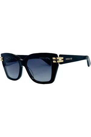 Dior Akcesoria, Kobieta, Czarny, ONE SIZE, Miejskie okulary przeciwsłoneczne w kwadratowej oprawie ze złotym zawiasem