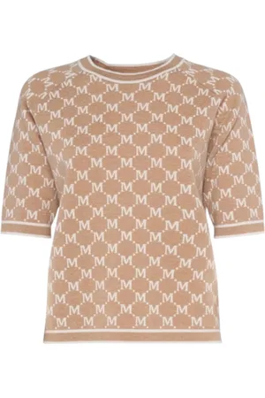 Max Mara Swetry, Kobieta, Beżowy, M, Kaszmir, Logo T-shirt