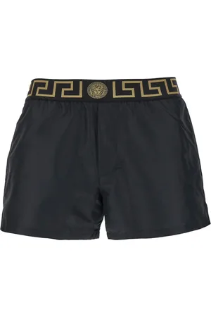 VERSACE Stroje kąpielowe, Mężczyzna, Czarny, L, Czarna Odzież Morska Ikoniczny Wzór Greca