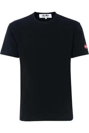 Comme des Garçons Koszulki, Mężczyzna, Czarny, XL, Bawełna, Czarny bawełniany T-shirt z bocznym logo