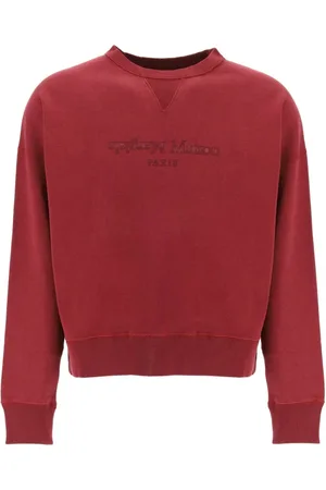 Maison Margiela Bluzy, Mężczyzna, Czerwony, L, Bawełna, Bluza z odwróconym logo
