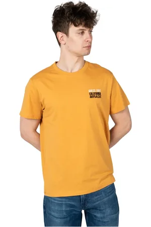 Guess Koszulki, Mężczyzna, Pomarańczowy, XL, Bawełna, T-shirt z okrągłym dekoltem