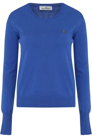 Vivienne Westwood Swetry, Kobieta, Niebieski, XS, Kaszmir, Sweter z kaszmiru z żyłkami