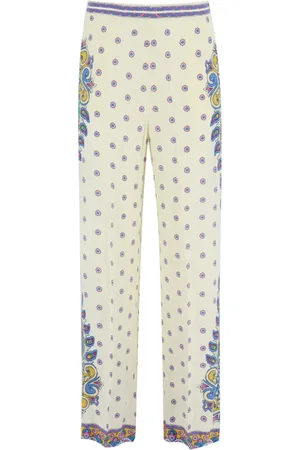 Etro Spodnie, Kobieta, Wielobarwność, XS, Jedwabne spodnie palazzo z motywem paisley