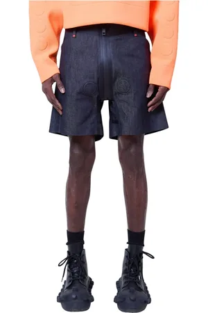 WALTER VAN BEIRENDONCK Szorty, Mężczyzna, Niebieski, L, Wytłaczane szorty dżinsowe z haftem logo