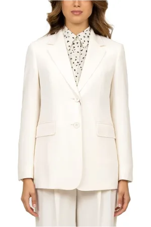 Max Mara Kurtki, Kobieta, Biały, L, Poliester, Żakiet jednorzędowy Butter Cady
