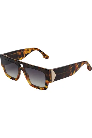 Victoria Beckham Akcesoria, Kobieta, brązowy, ONE SIZE, Geometryczne Okulary Przeciwsłoneczne z Acetatową Oprawą